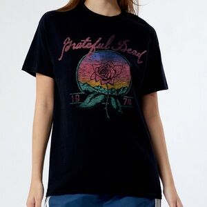 JUNK FOOD Grateful Dead Rose T-Shirt 1974 Vintage Retro Band Tee Oversized Large